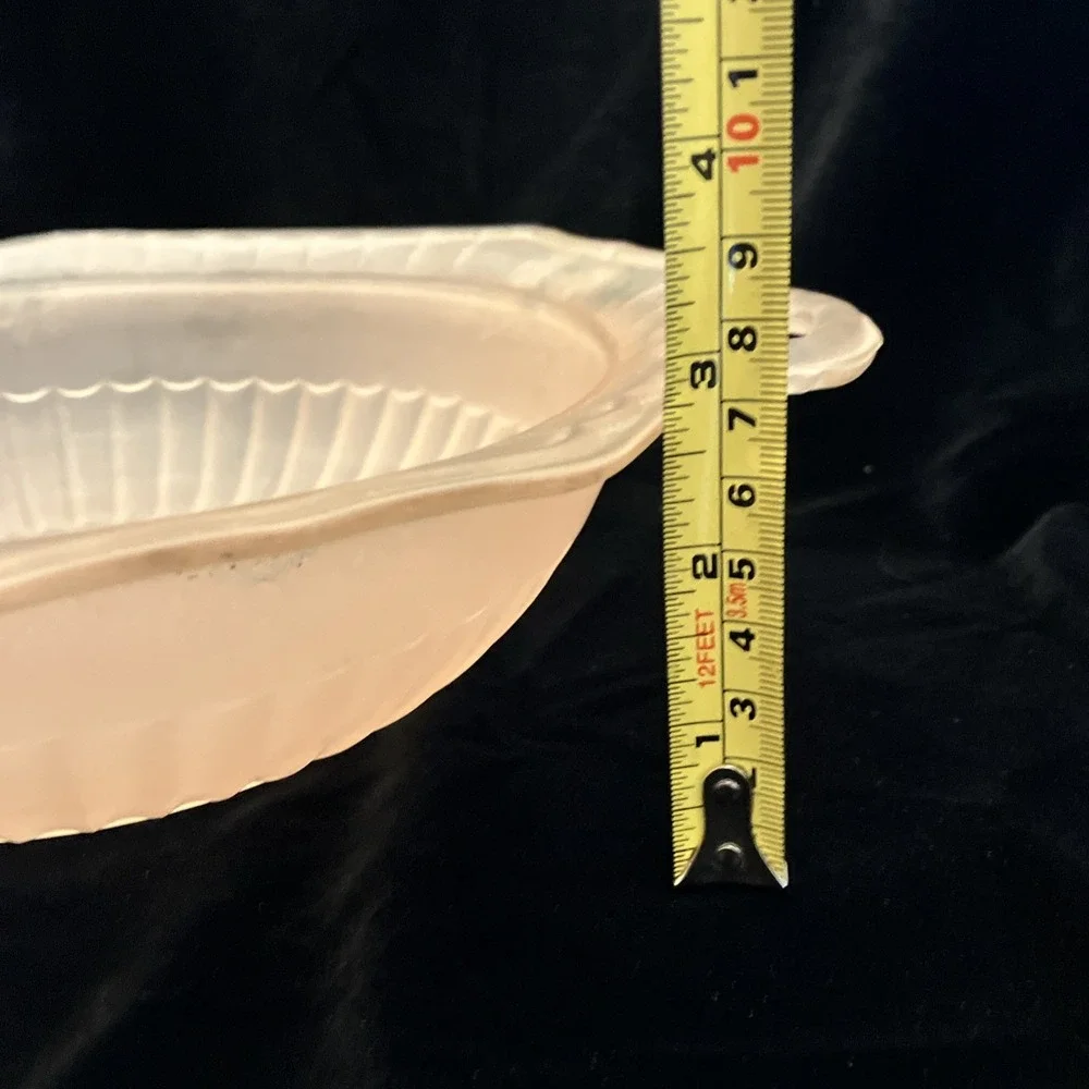 VTG Pink Satin Open Rose Depression Frosted Glass EAPG Reverse Painted Bowl 10